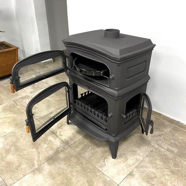 Чавунна піч Flame Stove Altara Premium з духовкою та боковою дверкою FS-033YK фото
