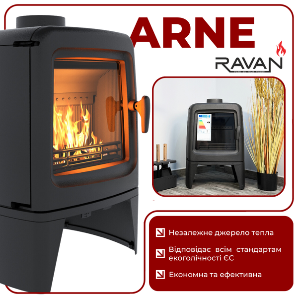 Чавунна піч RAVAN Arne 8 кВт на дровах 12403 фото