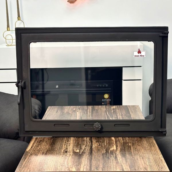 Комплект чавунні дверцята з вогнетривким склом Iron Fire Style 75 730х540 мм + піддувальні 315х165 мм 1478 фото