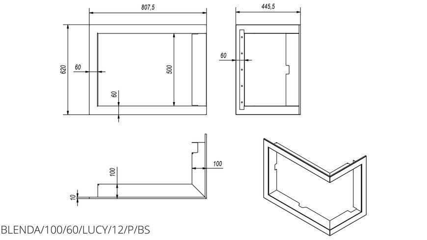 Рамка стальна 90&deg; для LUCY/12/P/BS, LUCY/12/SLIM/P/BS 0324dac69f0c фото