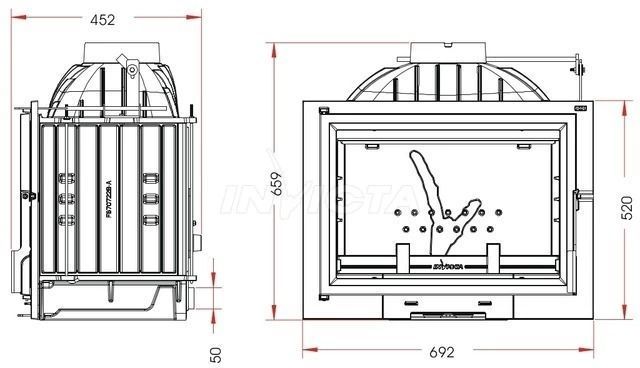 Камінна топка Invicta 700 Philos з шибером (ref. 9771-02) 108423 фото