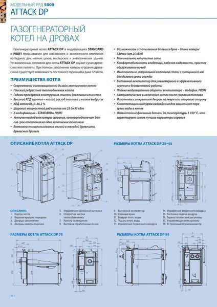 Котел твердопаливний піролізний ATTACK DP 35 Standard (35кВт) на дровах 1430040162 фото