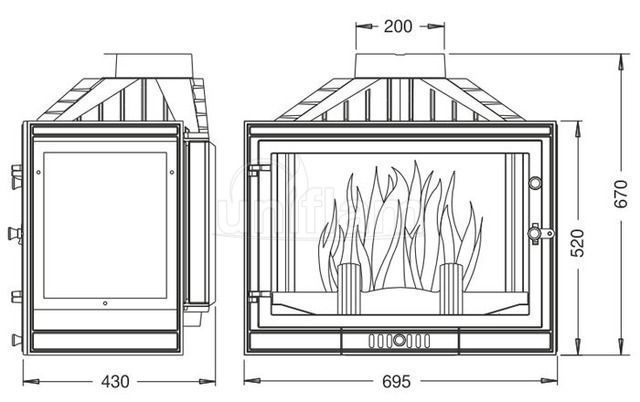 Uniflam 700 Standard LBS з шибером ліве скло 700 Standard LBS фото