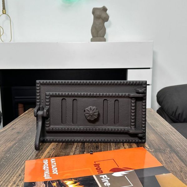 Комплект чавунні дверцята з вогнетривким склом Iron Fire Brown 440x640 мм + піддувальні 315х180 мм 1479 фото
