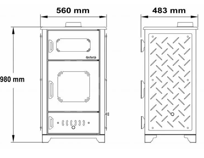 Камінна піч з духовкою Sabah S100 на дровах S100 BLACK фото