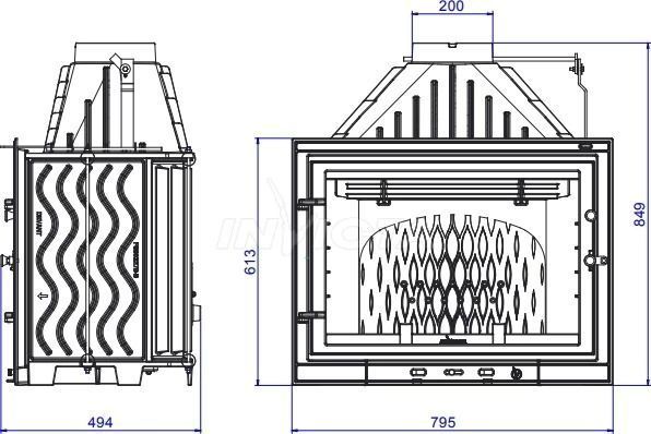 Камінна топка Invicta 800 Primo з шибером (ref. 9787-75) 109758 фото