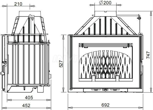 Камінна топка Invicta 700 Grande Angle з шибером (ref. 9270-73) 104418 фото
