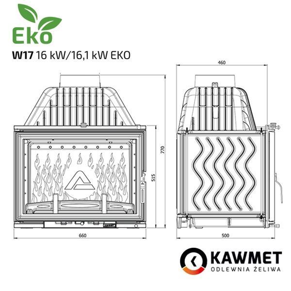 Камінна топка KAWMET W17 (16.1 kW) EKO W17 16.1kw фото