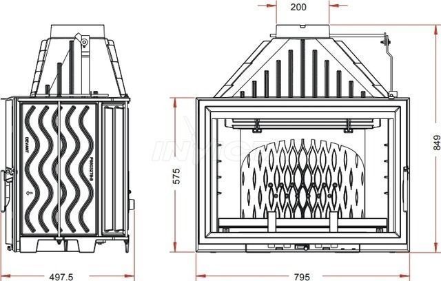 Камінна топка Invicta 800 Grande Vision з шибером (ref. 9281-75) 8826 фото