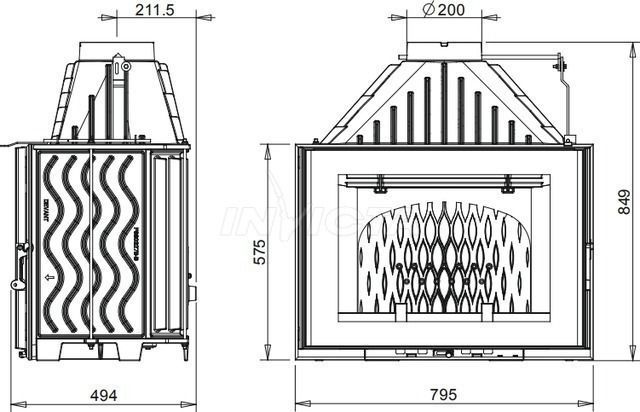 Камінна топка Invicta 800 Grande Angle з шибером (ref. 9285-75) 89669 фото
