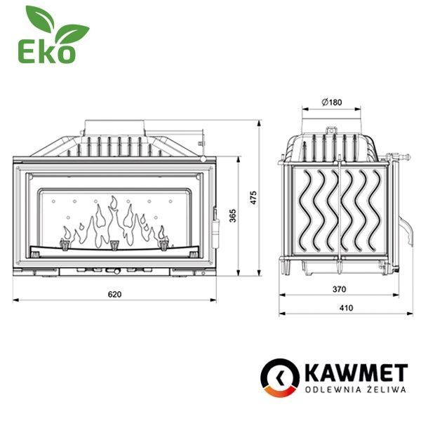 Камінна топка KAWMET W15 (13.5 квт) W15 13.5kw фото