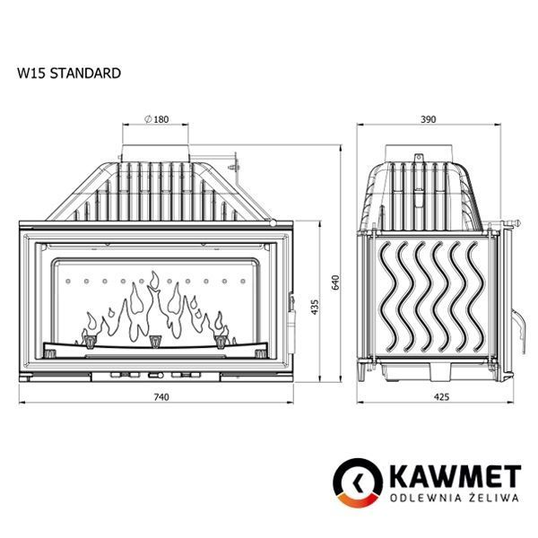 Камінна топка KAWMET W15 (13.5 квт) W15 13.5kw фото