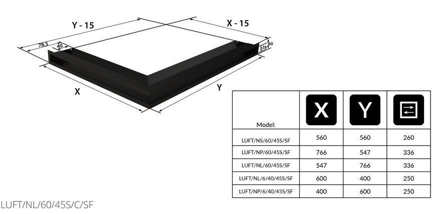 Решітка LUFT SF кутова ліва чорна 76,6x54,7x6 36f4a6bbd97c фото