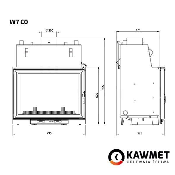 Камінна топка KAWMET W7 CO (25.3 kW) W7CO фото