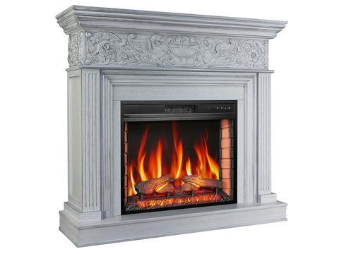Камінокомплект ArtiFlame Residence AF28S білий дуб, патина срібло з обігрівом і звуком горіння вогню Residence AF28S WO PS фото