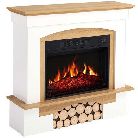 Камінокомплект ArtiFlame Woodley AF23S білий / дуб натуральний з обігрівом і звуком горіння вогню Woodley AF23S WT/NO фото