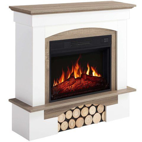 Камінокомплект ArtiFlame Woodley AF23S білий / дуб сірий з обігрівом і звуком горіння вогню Woodley AF23S WT/GO фото