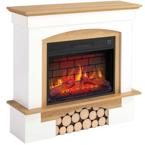 Камінокомплект ArtiFlame Woodley AF23BS білий / дуб натуральний з обігрівом і звуком горіння вогню Woodley AF23BS WT/NO фото