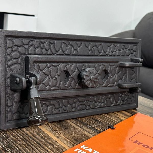 Комплект чавунні дверцята з вогнетривким склом Iron Fire Magnus 700x500 мм + піддувальні 375x175 мм 1471 фото