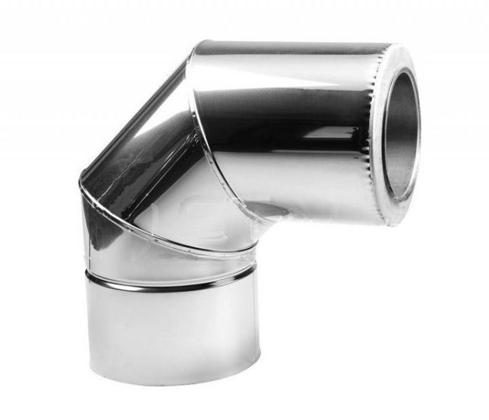 Коліно димохідне сендвіч 90&deg; 120/180 нерж/нерж 1мм. AISI 201 90&deg; 120/180 нерж/нерж 1мм. AISI 201 фото