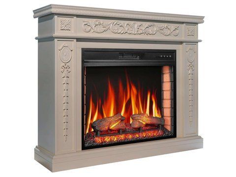 Камінокомплект ArtiFlame Delmona AF28S слонова кістка з обігрівом і звуком горіння вогню Delmona AF28S I фото