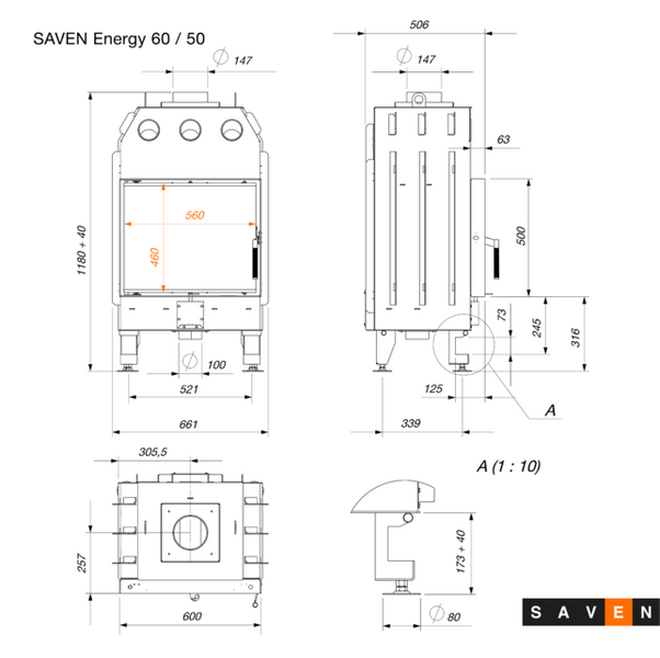 Камінна топка SAVEN Energy 60х50 SE/60/50 фото