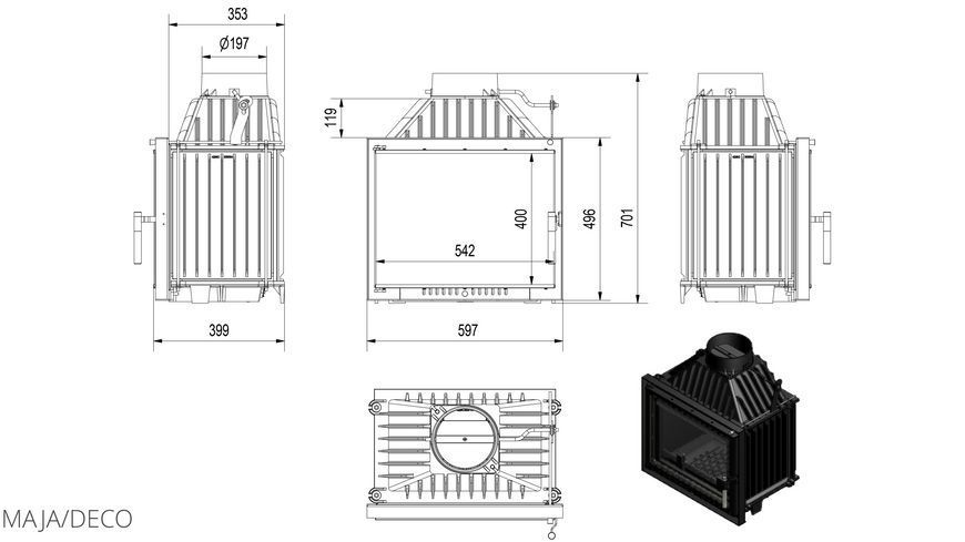 Камінна топка Kratki MAJA 12 DECO (12,0 кВт) MAJA/DECO фото