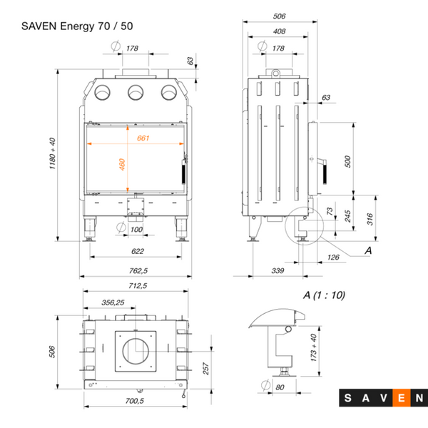 Камінна топка SAVEN Energy 70х50 SE/70/50 фото