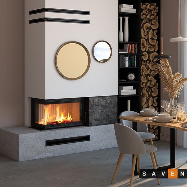 Камінна топка кутова SAVEN Energy 75х50х47L ліве бокове скло КОД SE/75/50/47/L фото